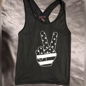 "Peace" split back tank top